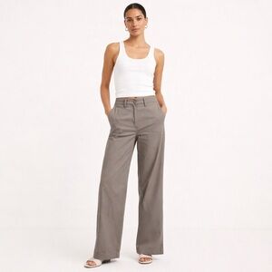 Abercrombie & Fitch High Rise Twill Wide Leg Pants Sz Small Neutral Minimal Chic